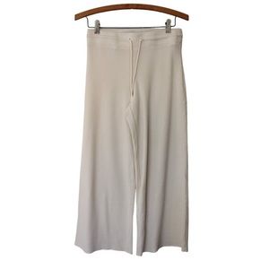 Mate The Label Organic Thermal Wide Leg Waffle Knit Cream Bone Pants XS